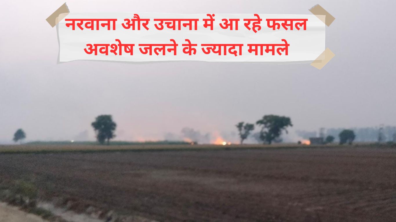 Jind news More cases of crop residue burning coming in Narwana and Uchana